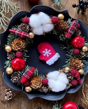 How to make MERRY CHRISTMAS wreath with Fixprice materials