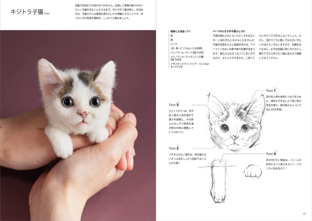Portrait of a cat born from wool felt How to make Wakuneko