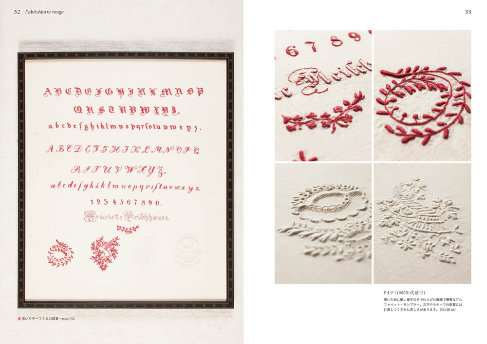 Red embroidery and antique textiles