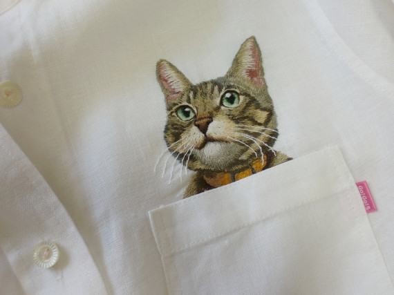 neko shirt cat embroidery by Hiroko