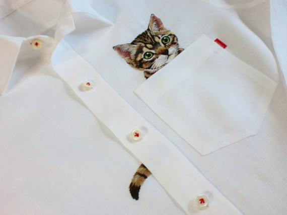 neko shirt cat embroidery by Hiroko